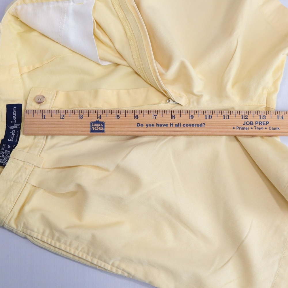 Ralph Lauren Pleated Shorts Women 6 Yellow Vintage 90s Cotton High Rise Red Pony - Picture 9 of 13